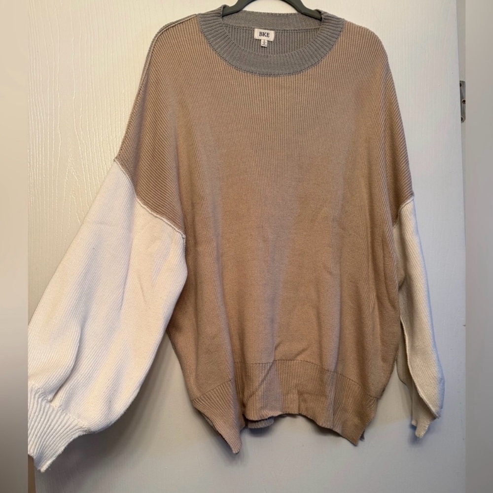 BKE Tan, Cream and Gray Women's Sweater
